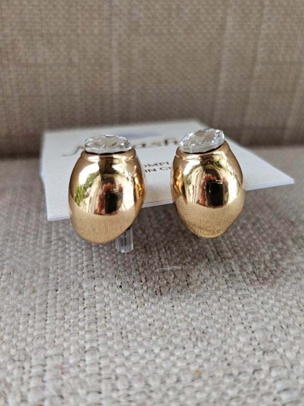 Natasha Women Earrings Gold Tone Stud Fashion Jewelry Crystal Centered NWT $28 - Picture 6 of 11